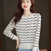 Dziewczęcy, blokowany kolorami, falisty sweter dzianinowy z długim rękawem dla kobiet na jesień, słodki i młodzieżowy, luźny i wszechstronny top