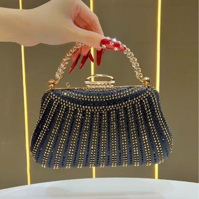 Fashionable Full-diamond Banquet Bag, Cheongsam Dress Bag, Wedding Hand-held Dinner Bag for Women