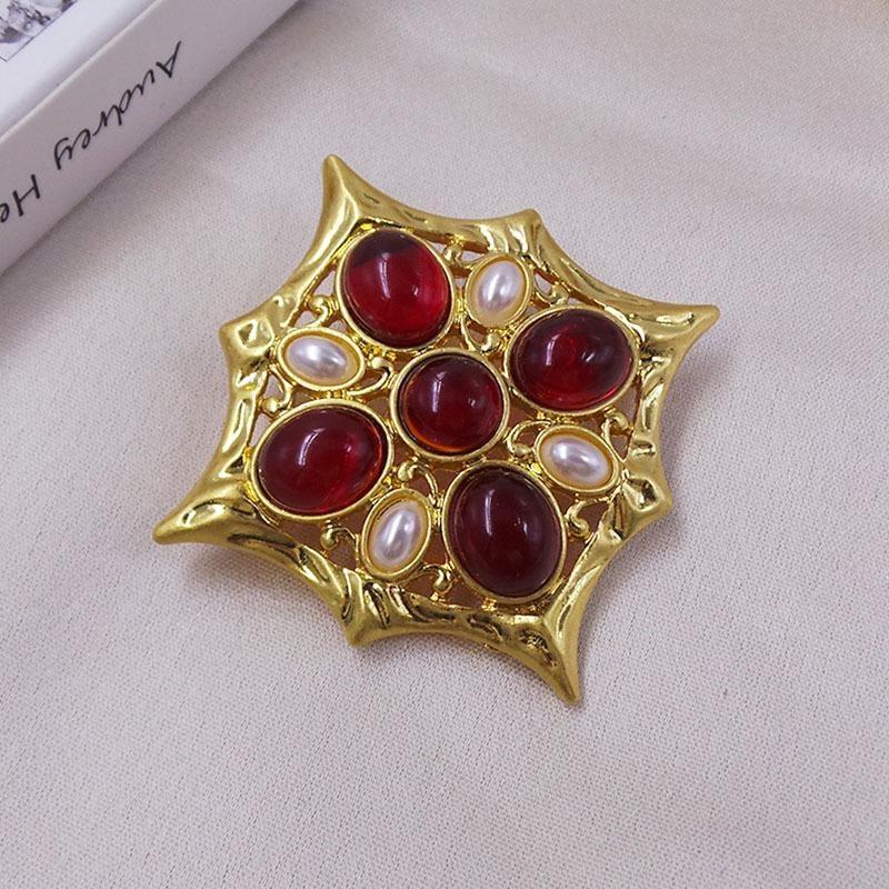 

Средневековая винтажная брошь из стекла в дворцовом стиле, ретро корсаж