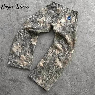RogueWave Y2K Kalhoty Dámské Oblečení Maskáčový Vzor Tištěné High Street Hip Hop Volné Tepláky Unisex Ležérní Maskáčové Kalhoty Streetwear