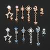 European & American Fashion Tassel Star Moon Zircon Geometric Ear Cuff & Studs for Sleeping