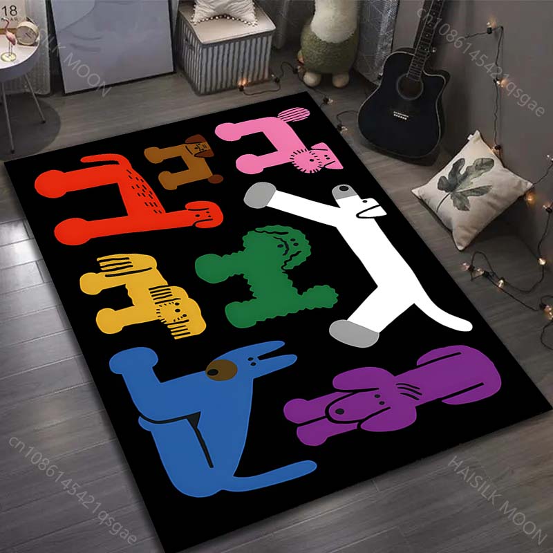 Cartoon Dog Art Print Carpet for Living Room Bedroom Bedside Sofa Floor Mat Modern Home Decor Aisle Corridor Area Rug