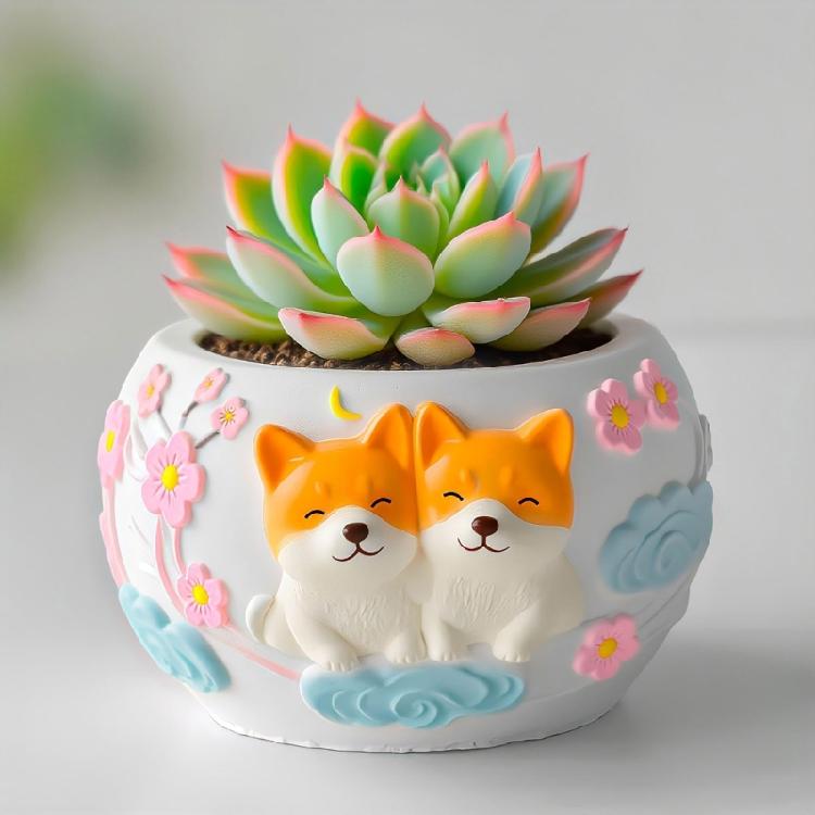 Multifunktionale Silikon-Handgefertigte Form Haustier-Tier-Muster Blumentopf-Formen Geeignet für Harz-Schmuck-Pflanzgefäße Projekte
