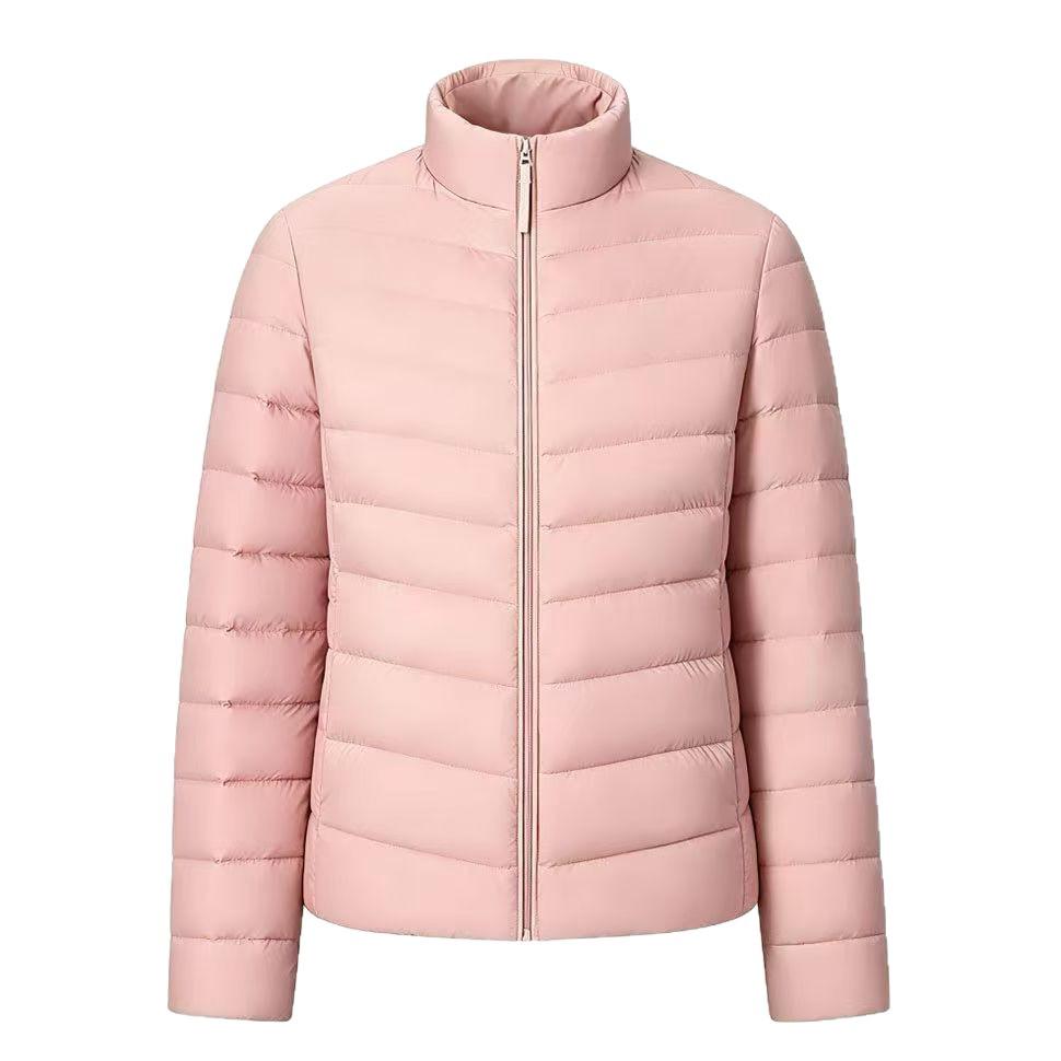 2026 Women's Casual Warm Down Jacket - 90% White Duck Down, Short, Lightweight, Stand Collar, Fashionable Versatile Autumn/Winter Outerwear