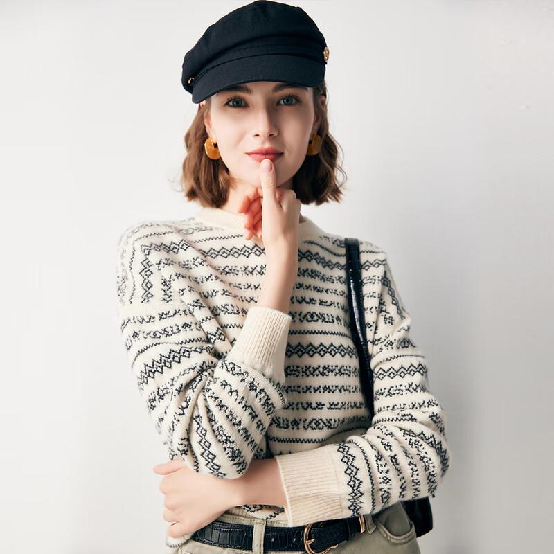 

Женский джемпер из 100% кашемира жаккардовой вязки с круглым вырезом L