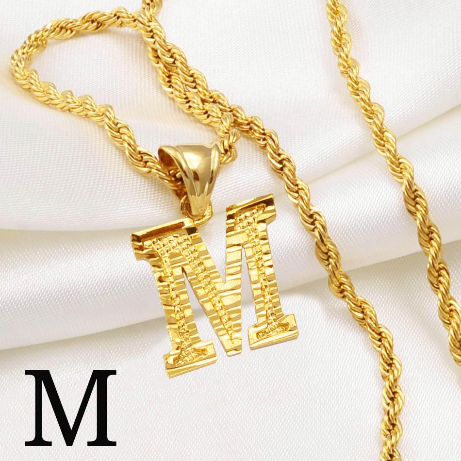 Anniyo AZ Letters Kettingen Dames Heren Verguld Initial Hanger Touwketting Engelse Letter Sieraden Alfabet Afrikaans #058002B