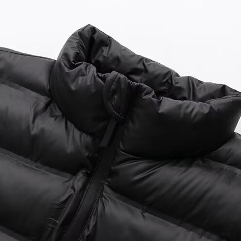 Dámská móda Černé patchworkové bundy na zip vpředu Vintage Vysoký límec Dlouhý rukáv Dámské