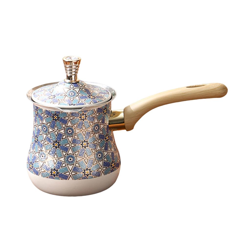 550ml Stainless Steel Turkish Coffee Pot Portable Butter Warmer Pot Chocolate Melting Pot with Long Handle and Lid