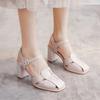 Designer Roman Patent Leather Casual Women Sandals Summer New Square Heel New Party Shoes Baotou Buckle Strap Sandalias De Mujer