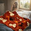 Vintage Halloween Orange Flannel Blanket Perfect for Sofa Office Bed Travel Sleep Read Relax Camping Four Season Use