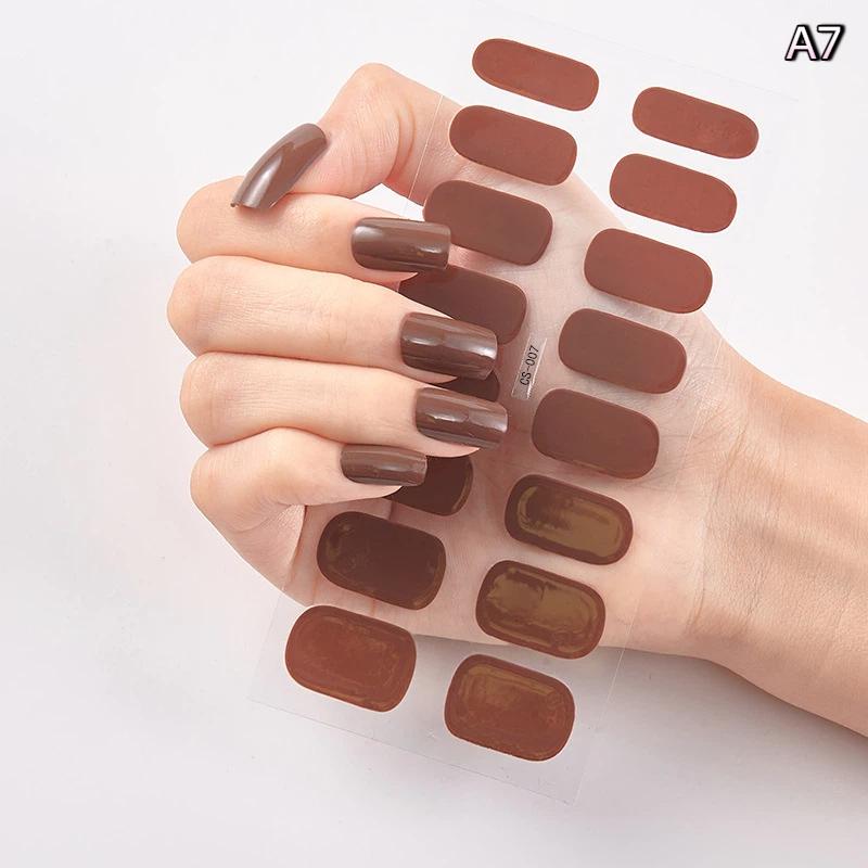 16 Piezas/Hoja Uñas Color Sólido Simple Ultradelgadas Impermeables Pegatinas para Uñas Firmes No Fáciles de Caer Larga Duración Extensión Arte de Uñas