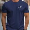2025 Men's Summer 100 Cotton Fashionable Casual Sports Loose Plus Size Mountain Pattern Printed Round Neck Short Sleeved T-shirt