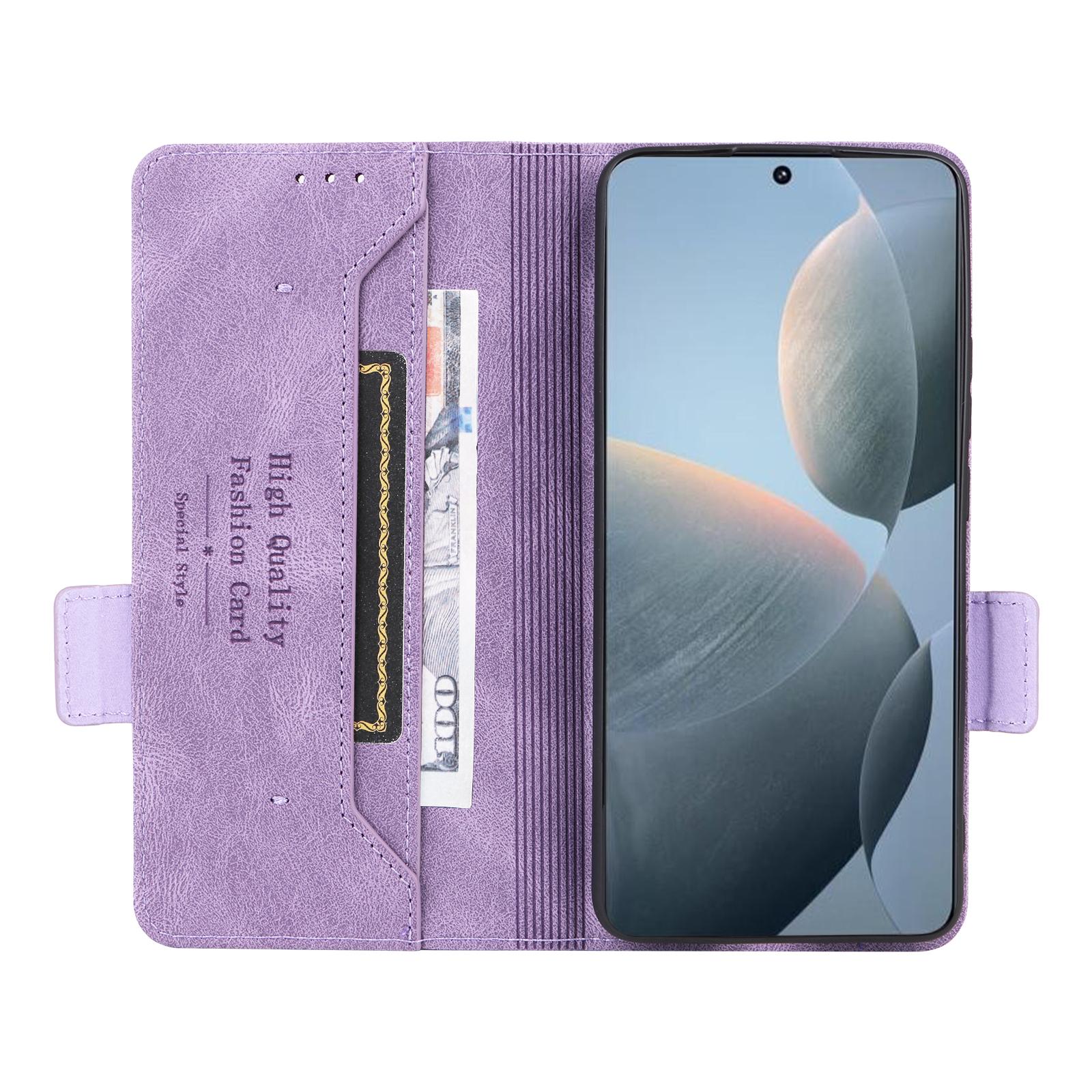 

For Xiaomi Redmi K70E 5G/Poco X6 Pro 5G Leather Case Wallet Flip Phone Cover Purple