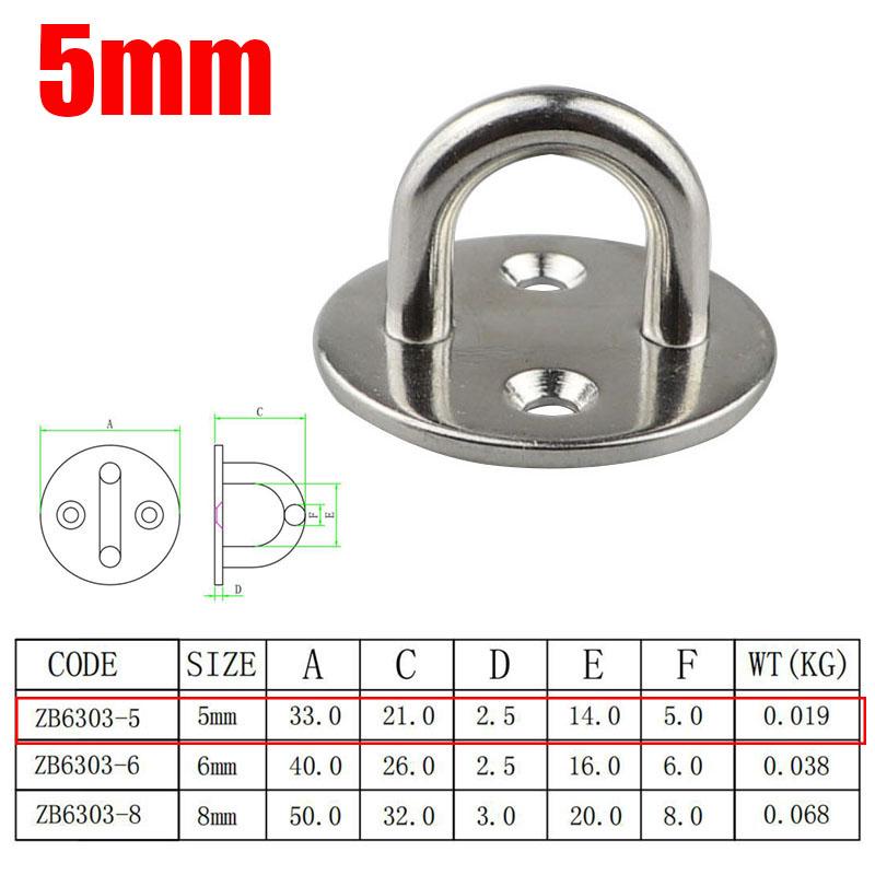 M5 M6 M8 Pad Eye 316 Stainless Steel Plate Hook Fixed Deck Door Buckle Heavy Duty Ceiling Mount Hanger for Yachts Boats Oval
