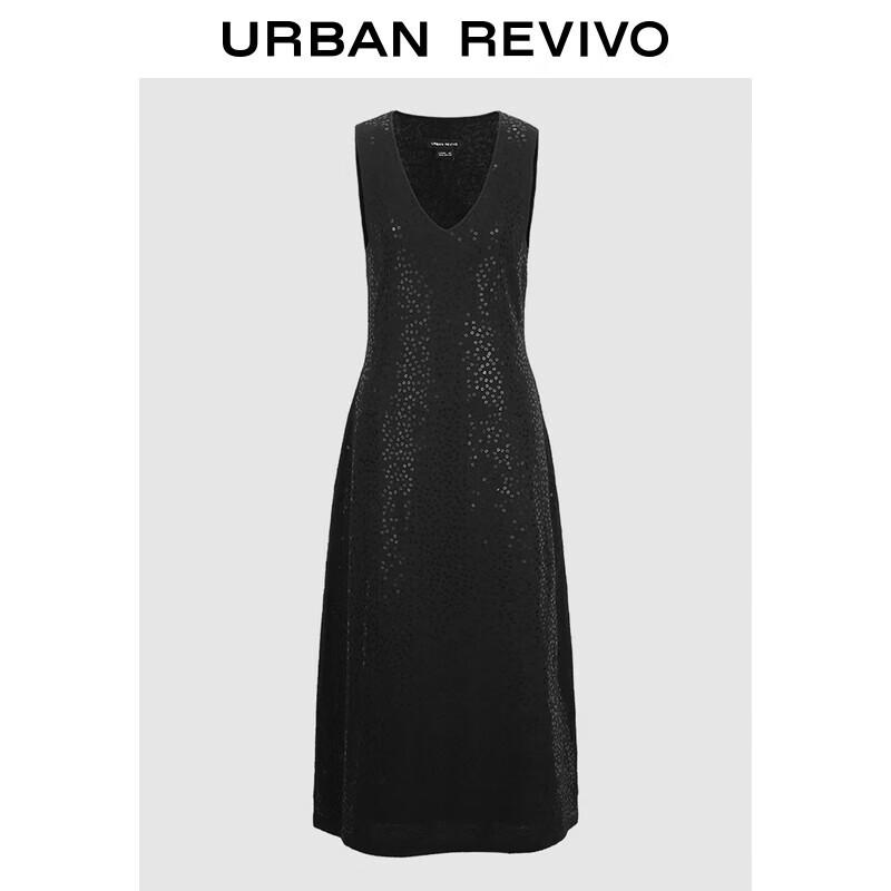 

Женское трикотажное платье без рукавов с блестящими пайетками UR L