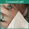 Schicker Retro-inspirierter Ring mit offenem Design für Damen mit luxuriösem blauem Steinakzent