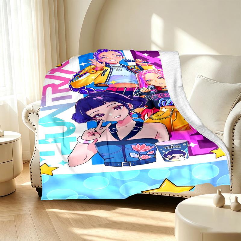 KPop Demon Hunters Pattern Blanket for Home Decoration, Bed, Sofa, Car Travel, Camping, Suitable for All Seasons, Birthday Christmas Gift