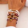 Versatile Unisex Football Charm Letter Beaded Bracelet Elastic Band Handchain for Everyday Wear Street Hand Jewelry