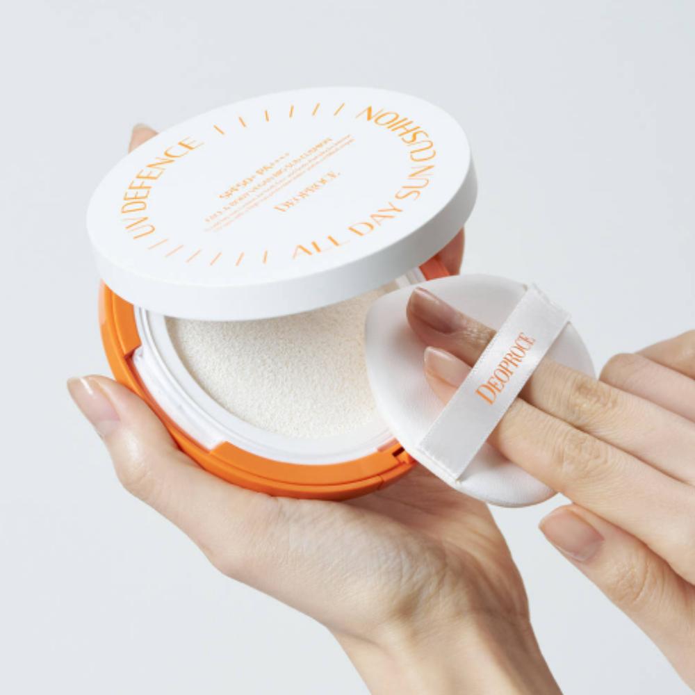 Deoproce Vegan UV Defense All Day Sun Cushion 25g SPF50+ PA++++ - Large Size Vegan Sunscreen for Face & Body