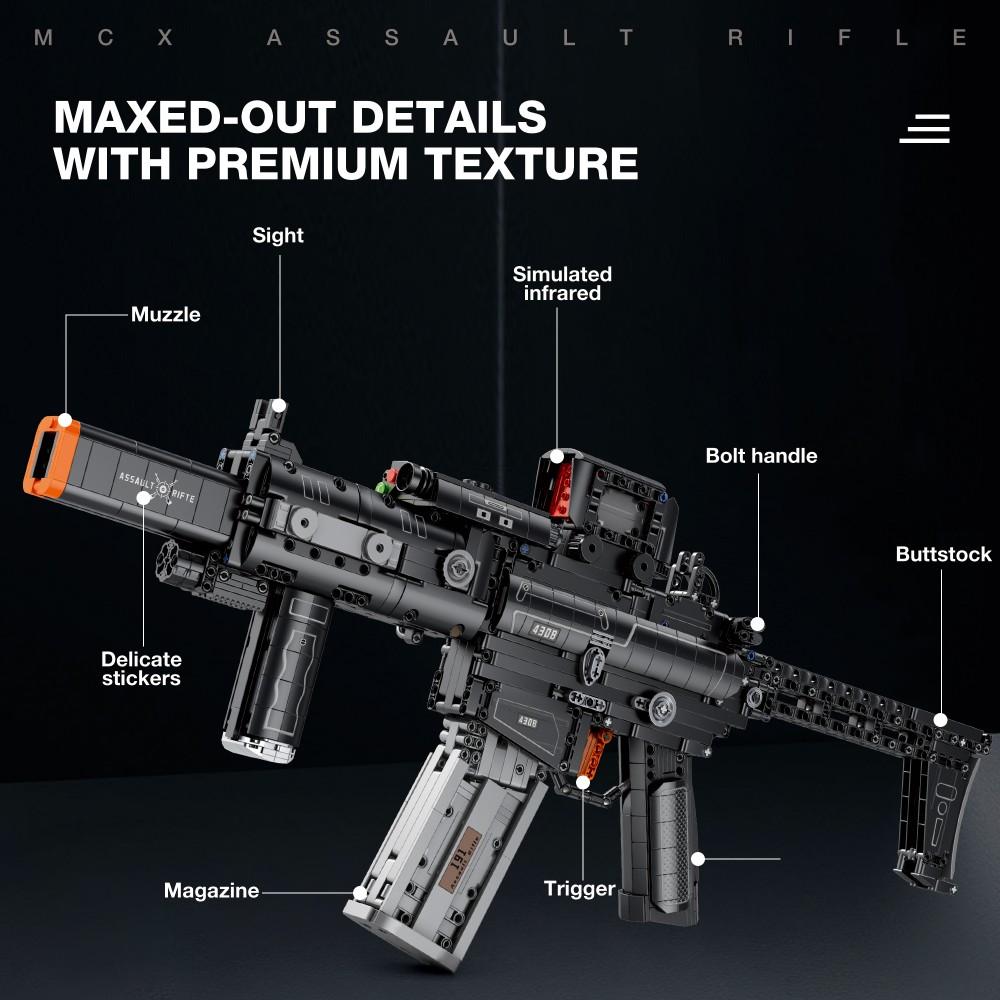 Non-Toxic 1589Pcs Mcx Tactical Rifle Gun Building Blocks Detachable Magazine Imitation Gun Model Bricks Kids Wargame Toys Holiday Gifts