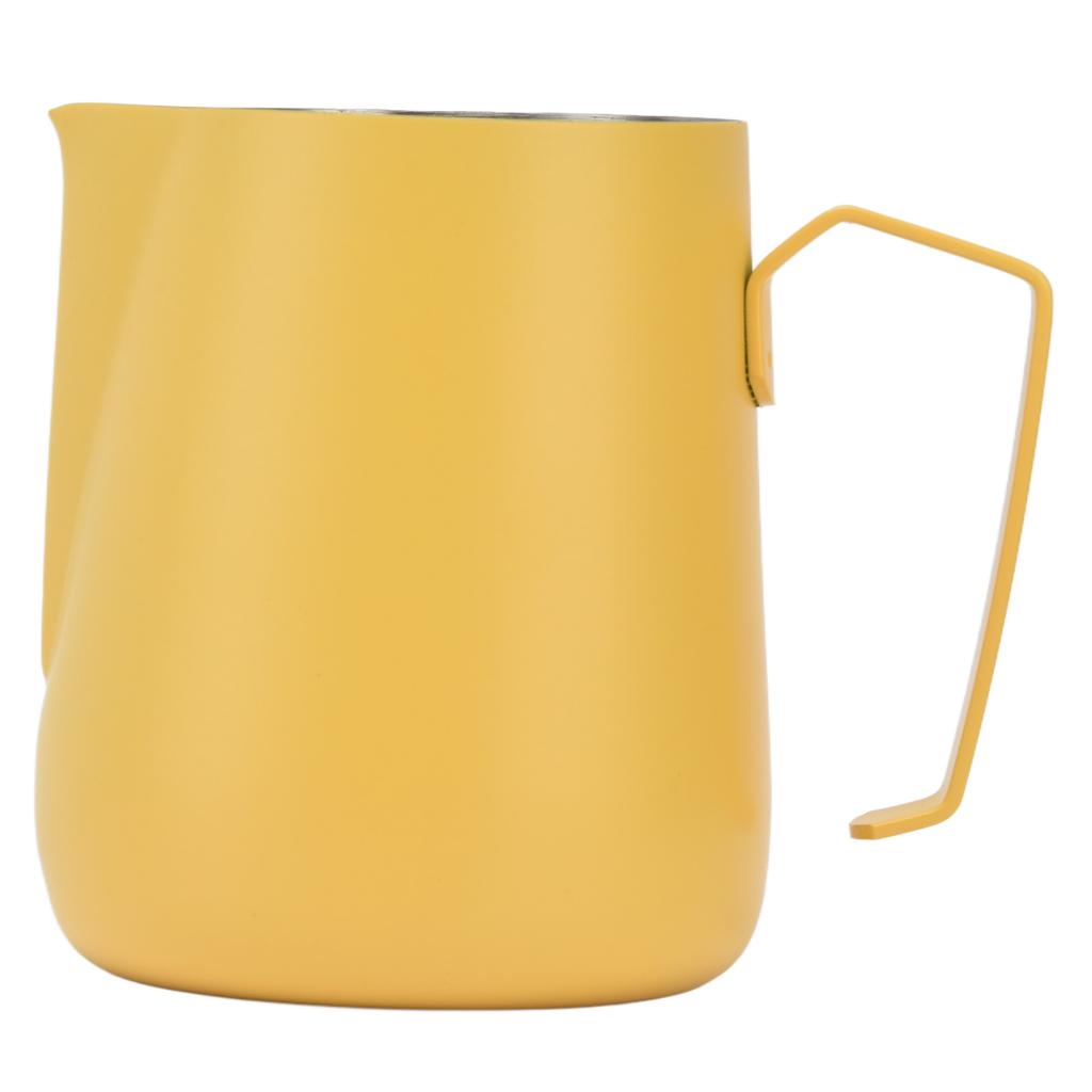 Milk Frothing Pitcher Thickened Frother Cup 450ml with Pointed Spout for Coffee Machine CafeYellow