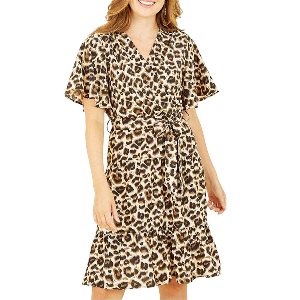 Mela London Womens/Ladies Leopard Print V Neck Skater Dress