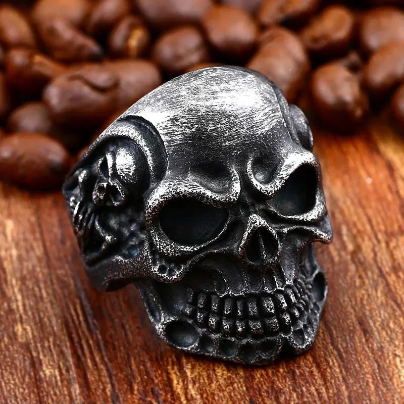Anelli a Teschio Gotici Multistile per Uomo Acciaio Inossidabile Biker Motociclista Gioielli Anello Festa di Halloween Dropshipping
