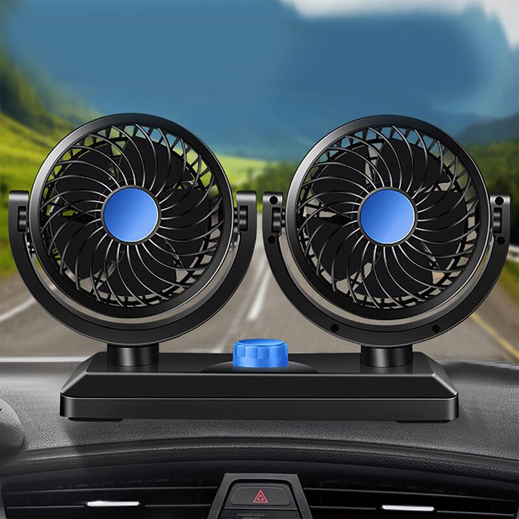 Doppelkopf USB-Ventilator für Armaturenbrett Auto ABS 360 Grad drehbarer tragbarer Fahrzeugkühlventilator für Wohnmobil