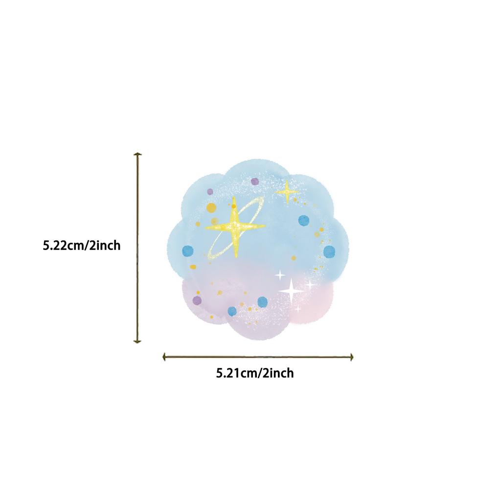 50 Pieces of Watercolor-blended Starry Sky Pet Stickers, Dreamy Colored Ink Planet Transparent Sticker Art