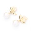 New pink oil drop petal earclips temperament versatile gold-plated imitation pearl earrings women's earless earrings earrings
