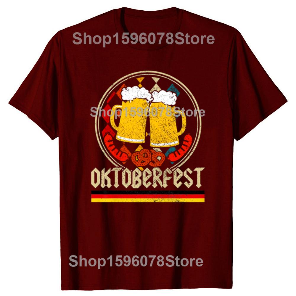 Oktoberfest Vintage Retro German Flag Munich Bavarian O-Neck Cotton T Shirt Men Women Casual Short Sleeve Tee Shirt