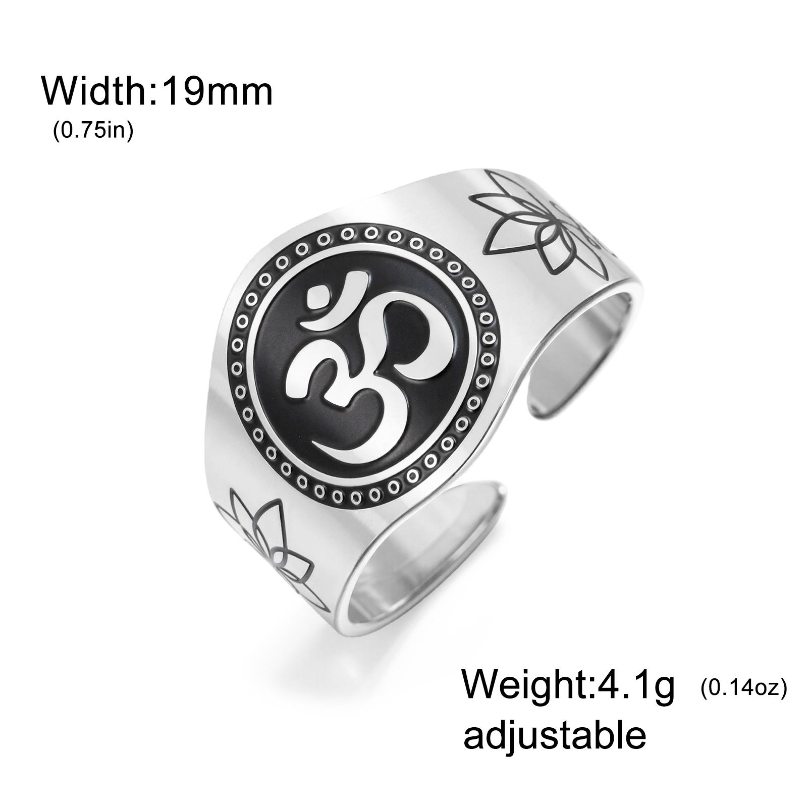 

Teamer Om Symbol Ring Adjustable Finger Ring For Women Men Stainless Steel Amulet Buddhism Zen Art Cultural Jewelry Gift 2026 resizable