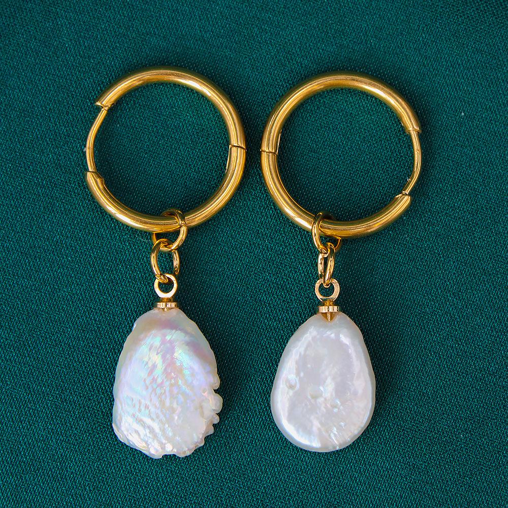 Baroque Pearl Earrings: Women's Stainless Steel, Trendy Summer Style