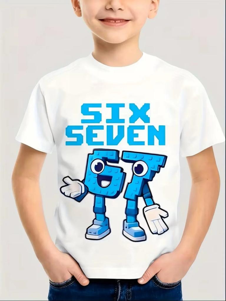 Boys Girls 6 7 Number TShirt Soft Breathable Tee with Neon GlowintheDark 6 7 Design Machine Washable Spring Summer