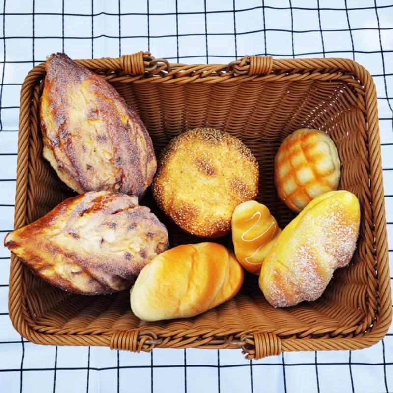 1 Stück Outdoor Picknick Aufbewahrungsbehälter mit Griff Leichter Aufbewahrungskorb in Rattanoptik Garten Handgewebte Pflückkörbe