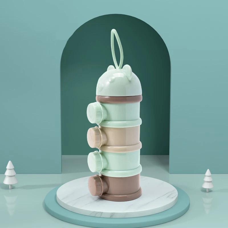 1pc Portable Four Layer Milk Powder Box, Milk Powder Container, Food Storage Snack Rotating Box