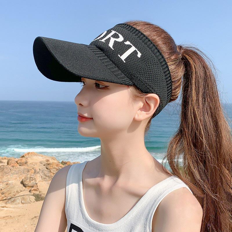Women's Summer Sun Hat, Open Top Sunshade Pointed Hat for Outdoor Sports Golf, UV Protection Wide Brim Beach Hat