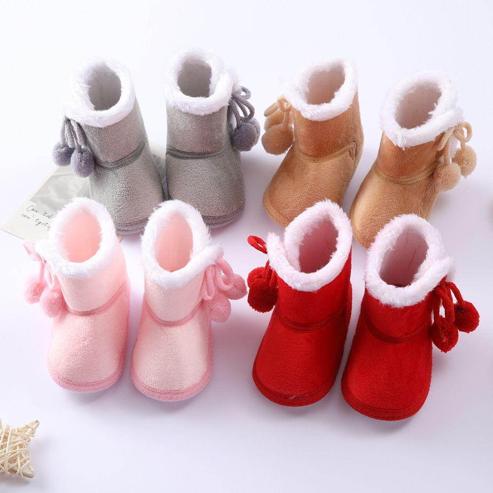 Slip On Anti Skid Bottom Down Shoes Flat Snow Boots Newborn Toddler Plush Fur Winter Warm Boots