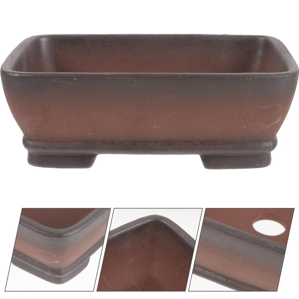 Large Rectangular Vintage Terracotta Succulent Bonsai Flowerpots Purple Sand Drainage Clay Planters For Office Desktop