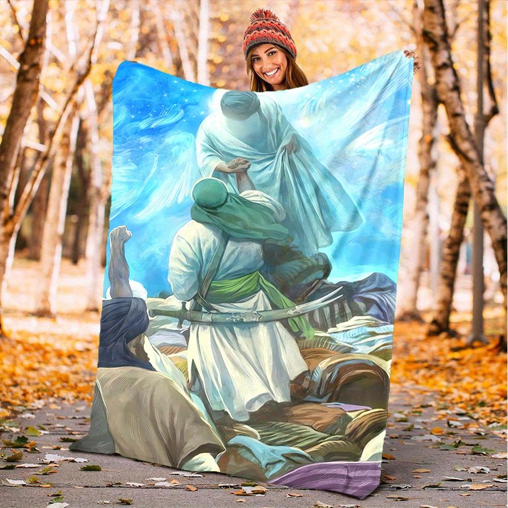 

1pc Ascension, Spiritual Journey, Eid al-Fitr Digital Printed Flannel Blanket, Super Soft Plush Fleece Bed Cover, Multipurpose Four Season B 150x180cm