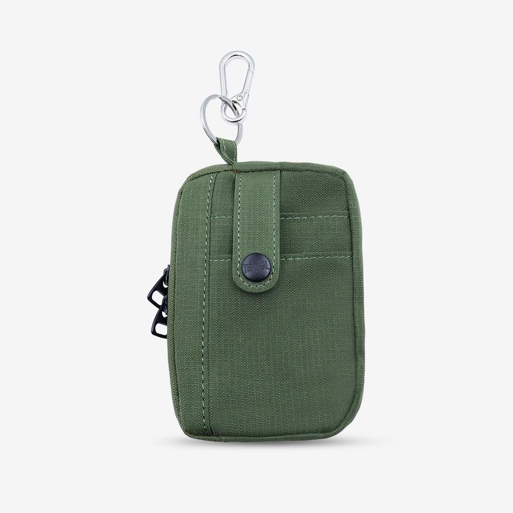 Portable Canvas Earphone Bag Square with Hanging Hook Mini Storage Bag Solid Color Ultralight Travel Coin Purse