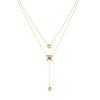 Gold Plated Double Layer Necklace with Heart Clover CZ Pendants, Dainty Adjustable Cable Chain for Women, Elegant Daily Jewelry