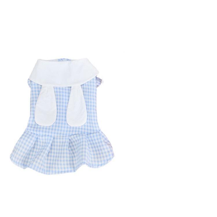 Cats and Dogs Go Out In Spring and Summer Fresh and Cute Cute Rabbit Ear Plaid Skirt Warm Jacket Comfortable and Lightweight