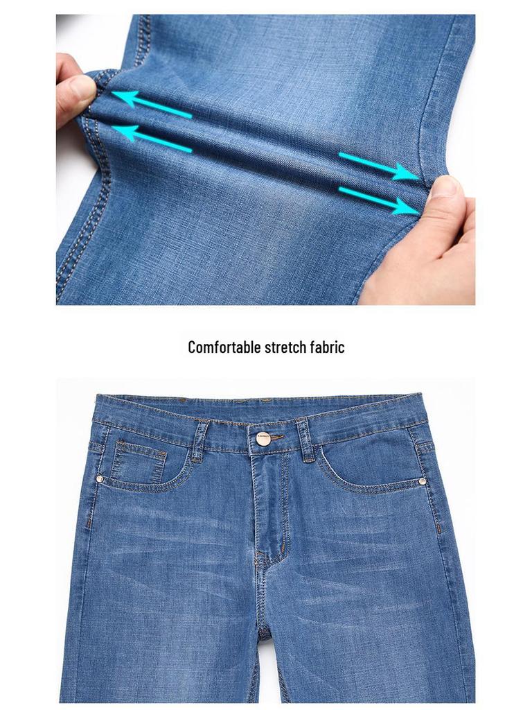 Herren Trendige Straight Stretch Jeans mit mittlerer Bundhöhe - Jugendlicher & Mittelalterlicher Stil