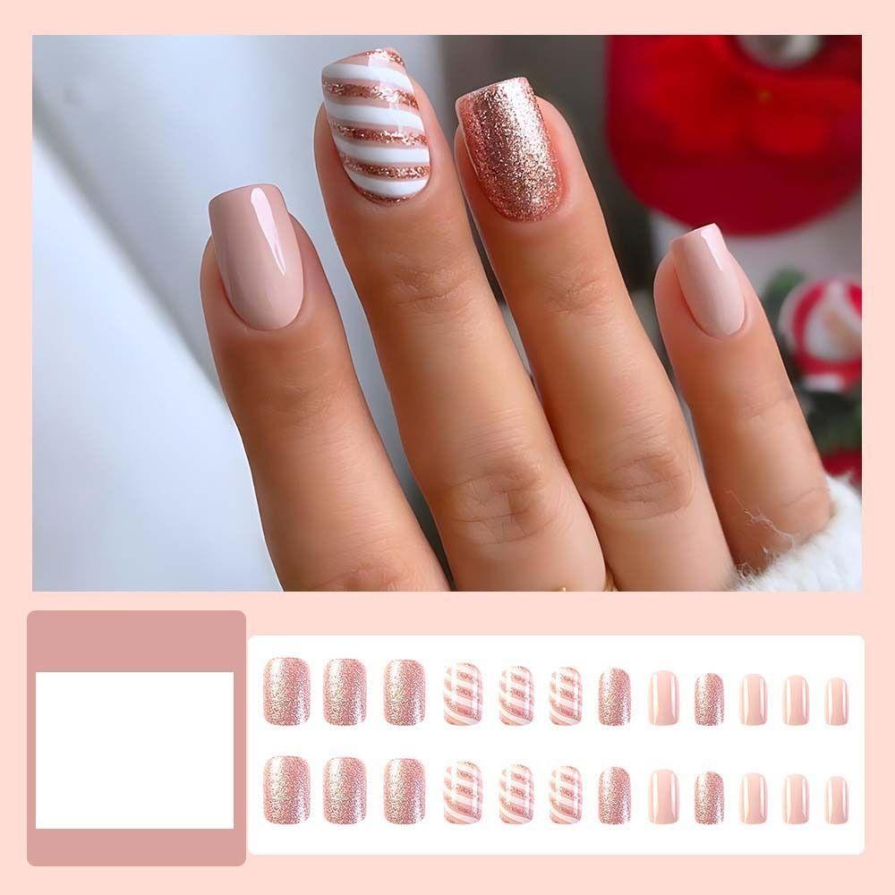 

Нажмите на ногти Рождественские накладные ногти Маникюрный материал Рождественские накладные ногти Леди во французском стиле