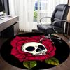 1pc Skull Rose Office Round Area Rug,  Mat Suitable For Office, Under Office Chairs Bedroom Living Room Home Decor, Room Deco