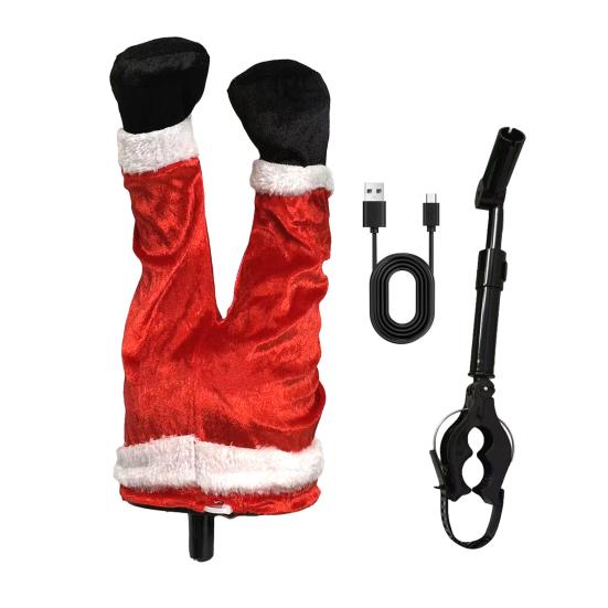 Indoor Festive Mantel Displays Christmas Swinging Leg Ornament, Electric Hanging Santa Legs for Tree, Moving Tree Ornaments Kids Fluffy Funny