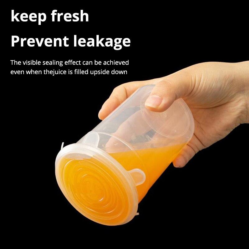 6Pcs/Set Transparent Silicone Kitchen Utensils Fresh-keeping Stretch Universal Bowl Cover Refrigerator Microwave Oven Sealed