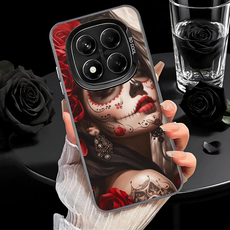 Catrina Beautiful Rose Girl Skull Shockproof Phone Case for Xiaomi Redmi Note 15 14 13 12 Pro Plus 11 11S 11T 5G Cover Anti Fall