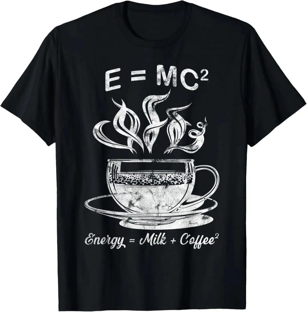 Funny Science Coffee Energy Milk Coffee Tshirt Y2k Top Emc2 Funny Printed Graphic T Shirts Casual Loose Streetwear Unisex